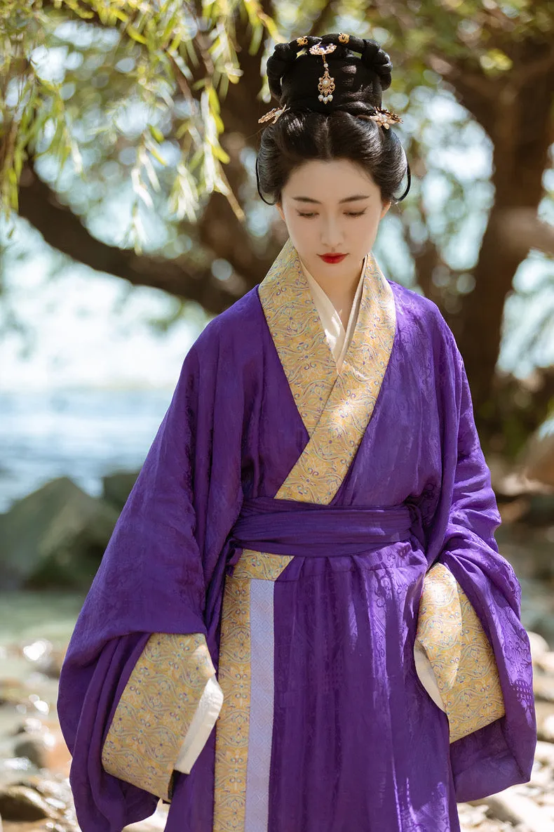 Historically Accurate Han Dynasty Hanfu, Straight Hem Robe, Amethyst 汉紫