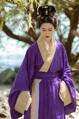 Historically Accurate Han Dynasty Hanfu, Straight Hem Robe, Amethyst 汉紫