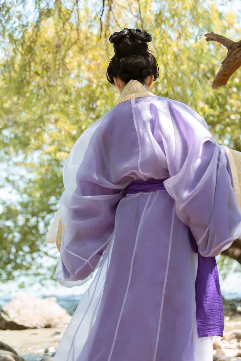 Historically Accurate Han Dynasty Hanfu, Straight Hem Robe, Amethyst 汉紫