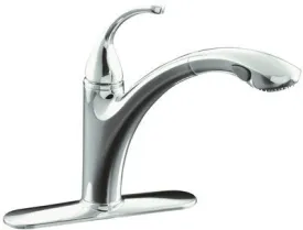 Kohler Forte Single Or 3-Hole Kitchen Faucet With 10-1/8 In. Pullout Spray Spout' Polished Chrome