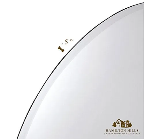 Large Simple Round 1 Inch Beveled Circle Wall Mirror Frameless 30 Inch Diameter Circular