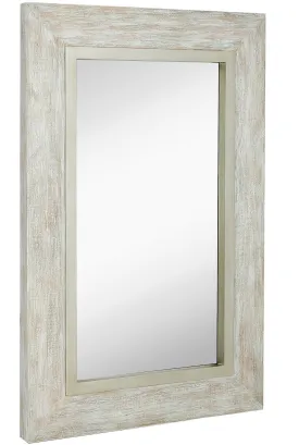 Large White Washed Framed Mirror | Beach Distressed Frame | Solid Glass Wall Mirror