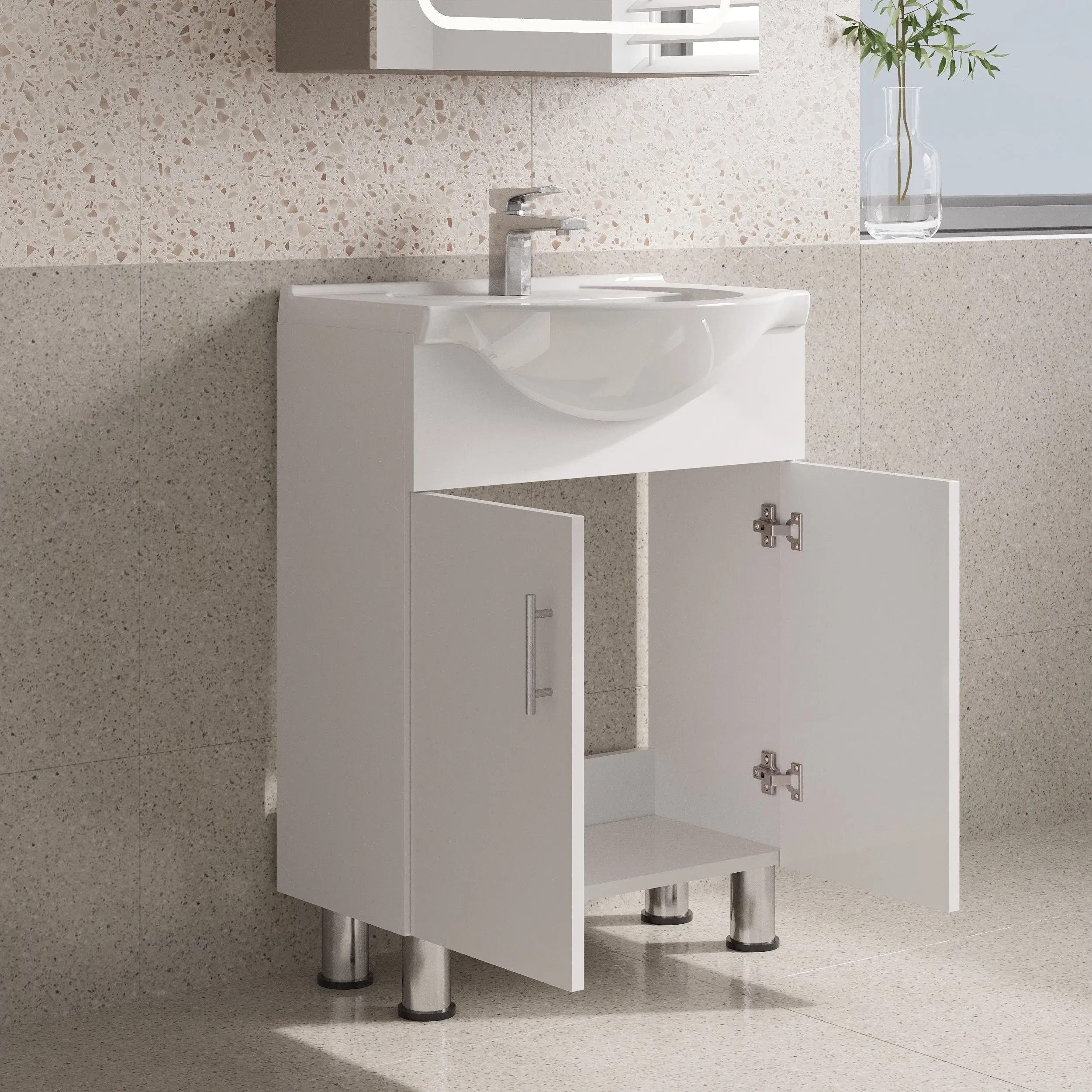 Lilly 24" W x 18" D x 34" H Euro-Style Vanity in White with Ceramic Vanity Top