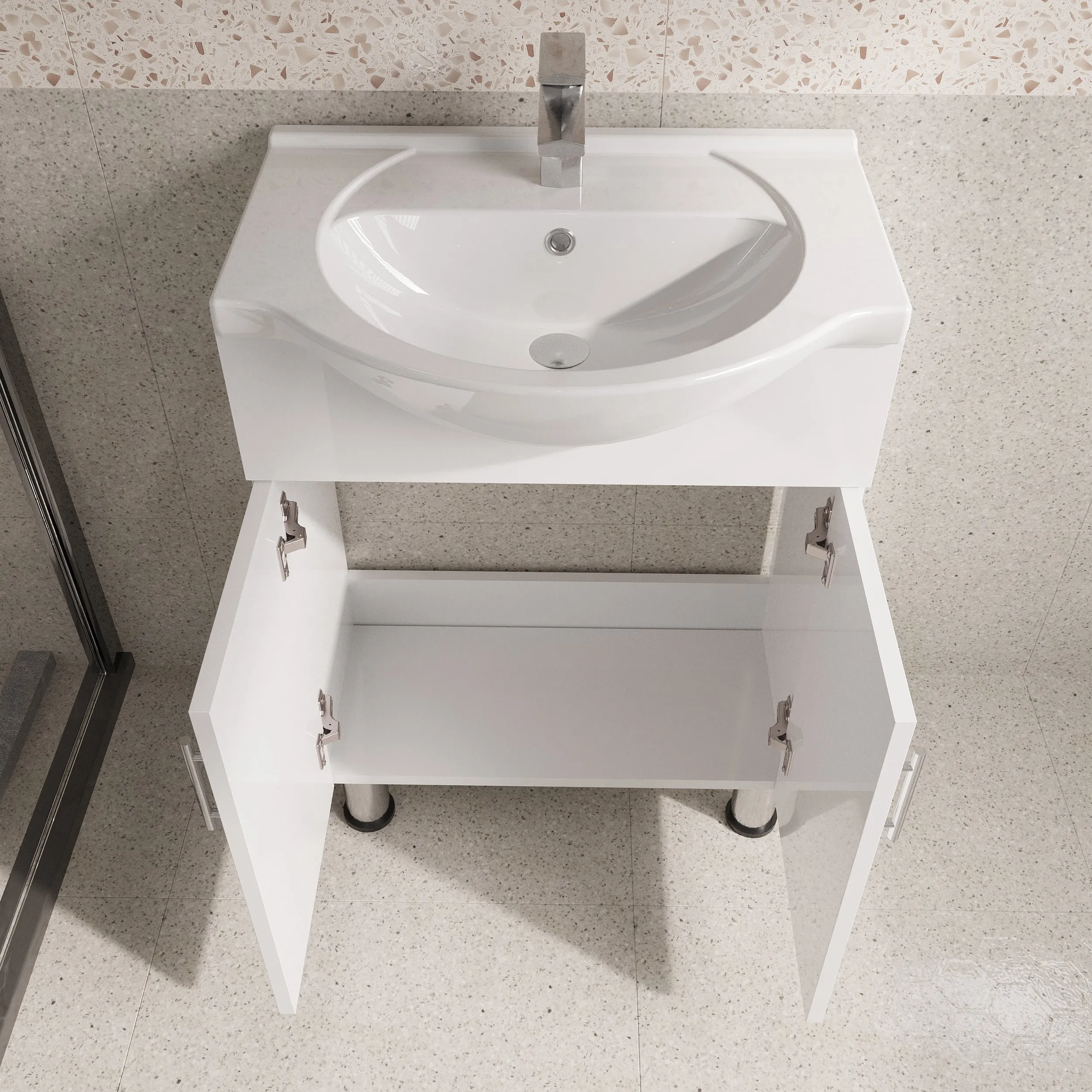 Lilly 24" W x 18" D x 34" H Euro-Style Vanity in White with Ceramic Vanity Top