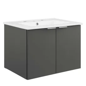 Maybelle 24" Wall-Mount Bathroom Vanity Gray White EEI-5379-GRY-WHI