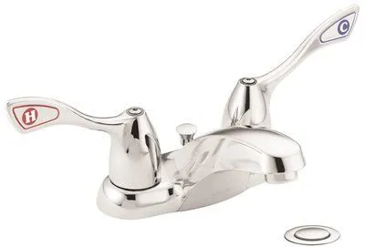 Moen Commercial Vandal-Resistant Bathroom Faucet With Drain And 1/2-In. Ips' 1.5 Gpm' 4-In. Wristblade Handles' Chrome