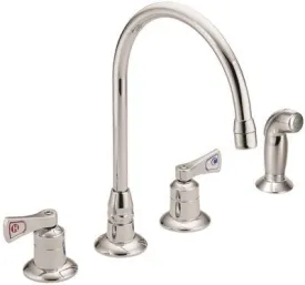 Moen Commercial Widespread Kitchen Faucet With Sprayer' 8 In.' 2.2 Gpm' Lever Handles' Chrome