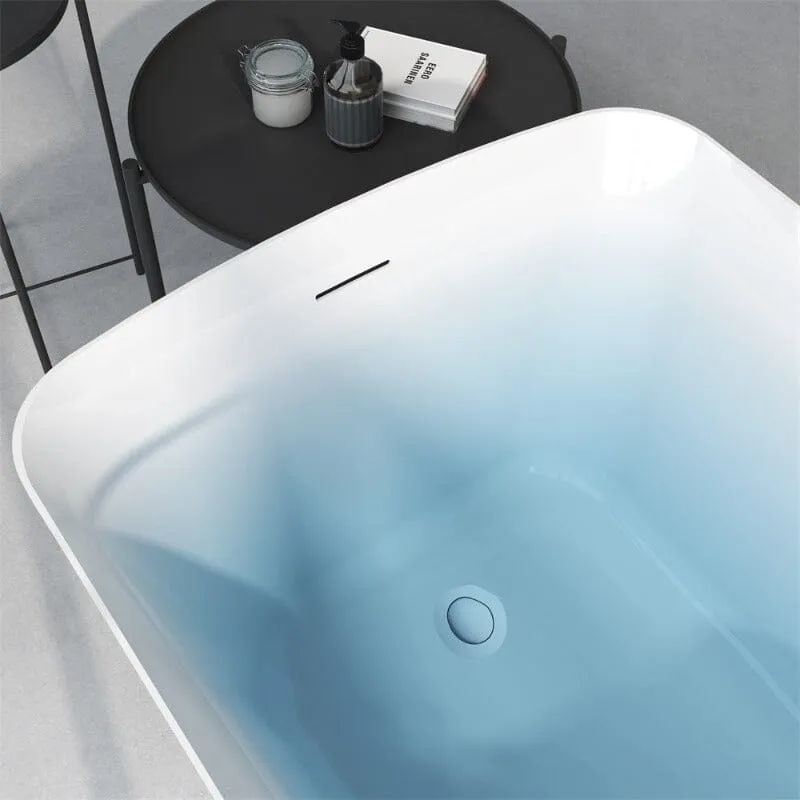 Mokleba 47'' Acrylic Rectangle Freestanding Built-in Seat Japanese Soaking Bathtub