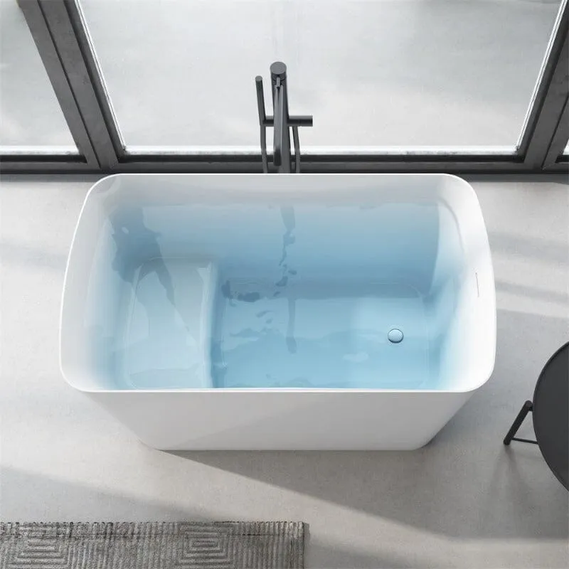 Mokleba 47'' Acrylic Rectangle Freestanding Built-in Seat Japanese Soaking Bathtub