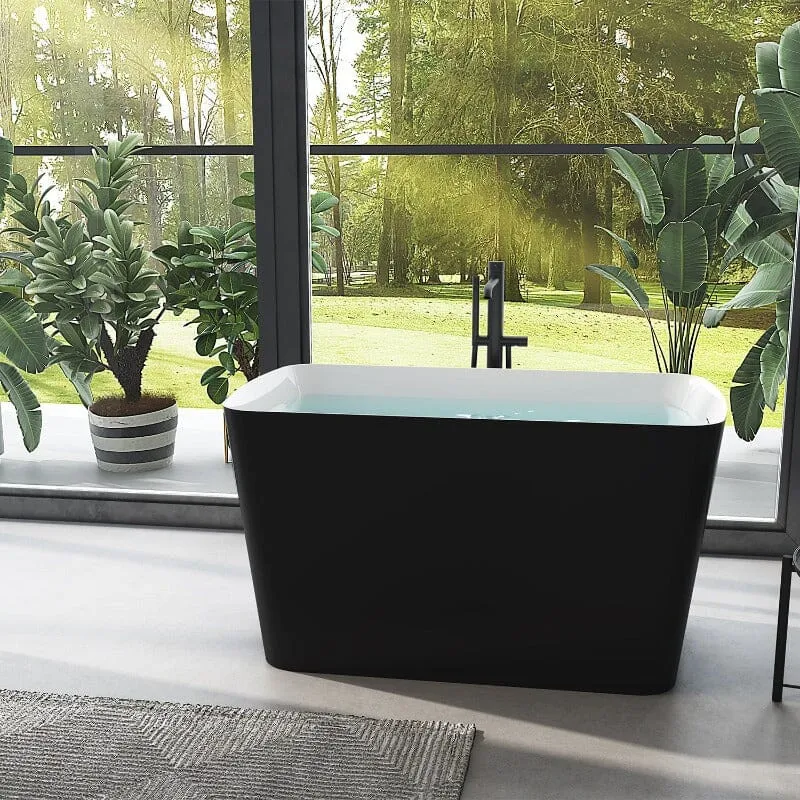 Mokleba 47'' Acrylic Rectangle Freestanding Built-in Seat Japanese Soaking Bathtub