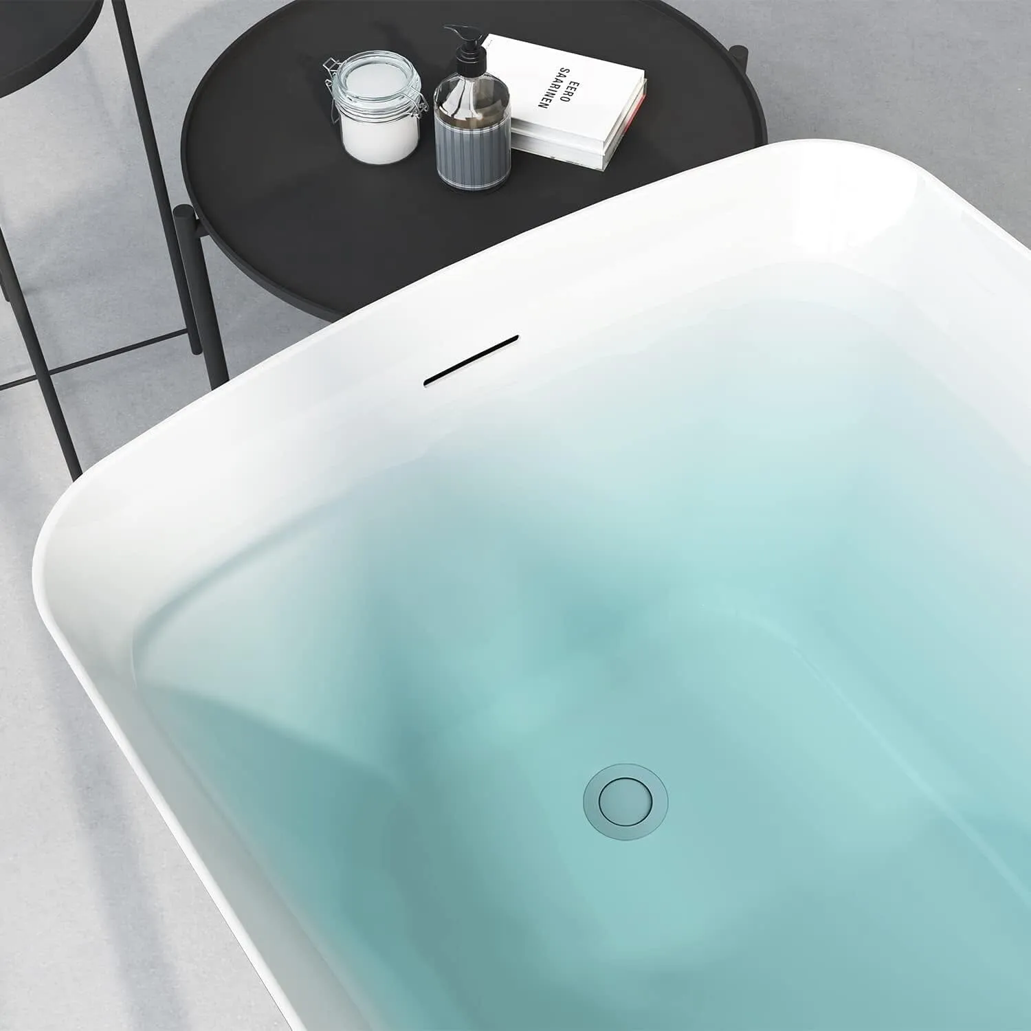 Mokleba 47'' Acrylic Rectangle Freestanding Built-in Seat Japanese Soaking Bathtub