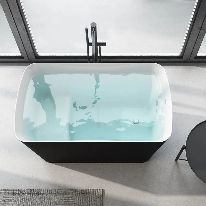 Mokleba 47'' Acrylic Rectangle Freestanding Built-in Seat Japanese Soaking Bathtub