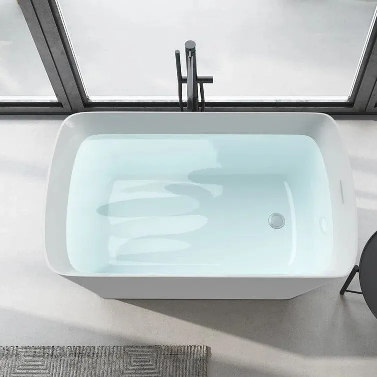 Mokleba 47'' Acrylic Small Freestanding Tub Modern Japanese Soaking Bathtub