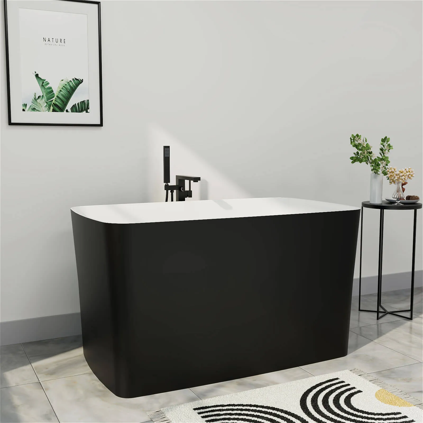 Mokleba 47'' Acrylic Small Freestanding Tub Modern Japanese Soaking Bathtub