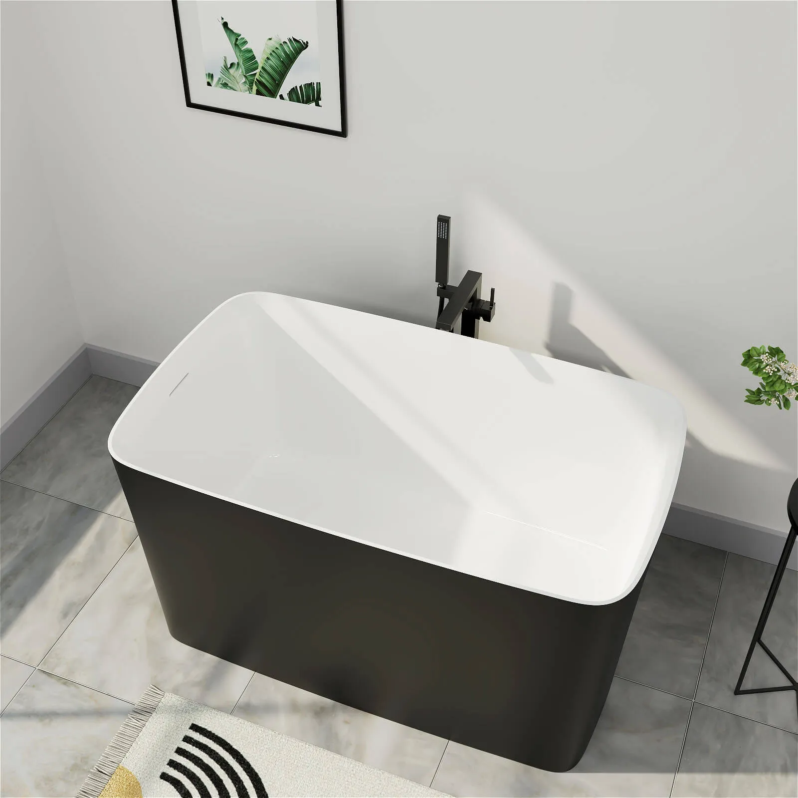 Mokleba 47'' Acrylic Small Freestanding Tub Modern Japanese Soaking Bathtub