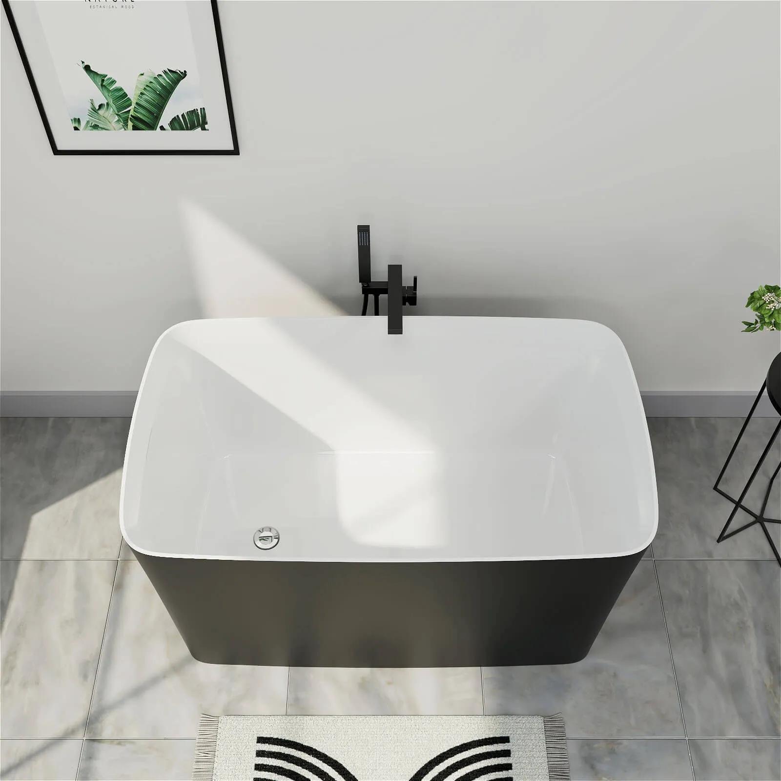 Mokleba 47'' Acrylic Small Freestanding Tub Modern Japanese Soaking Bathtub