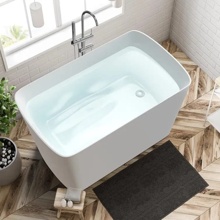 Mokleba 47'' Acrylic Small Freestanding Tub Modern Japanese Soaking Bathtub