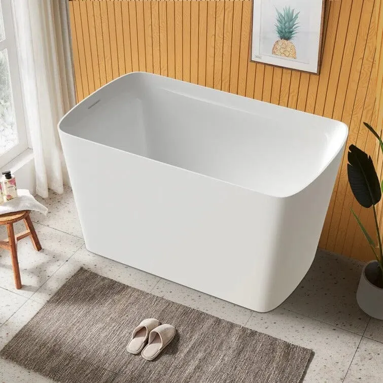 Mokleba 47'' Acrylic Small Freestanding Tub Modern Japanese Soaking Bathtub