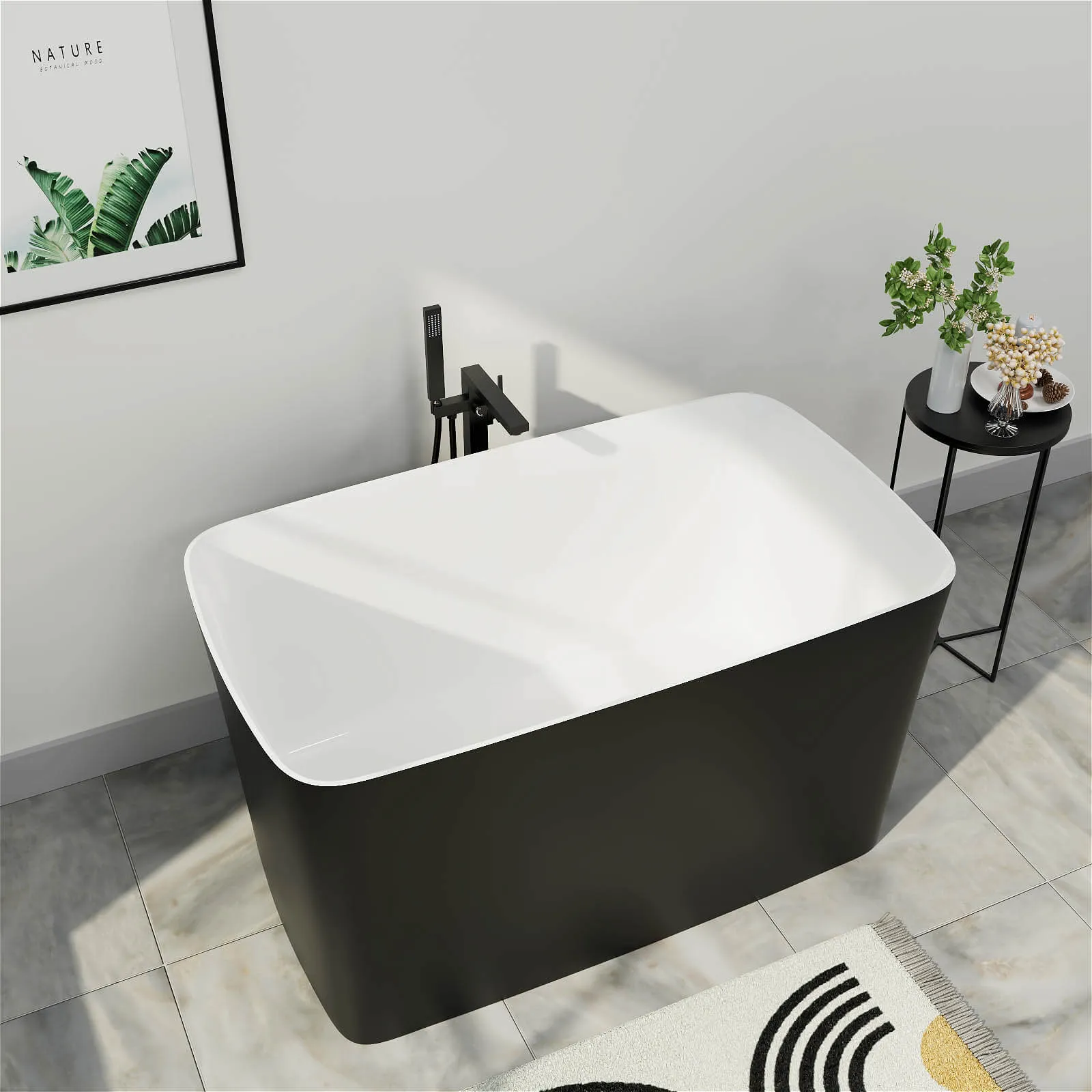 Mokleba 47'' Acrylic Small Freestanding Tub Modern Japanese Soaking Bathtub