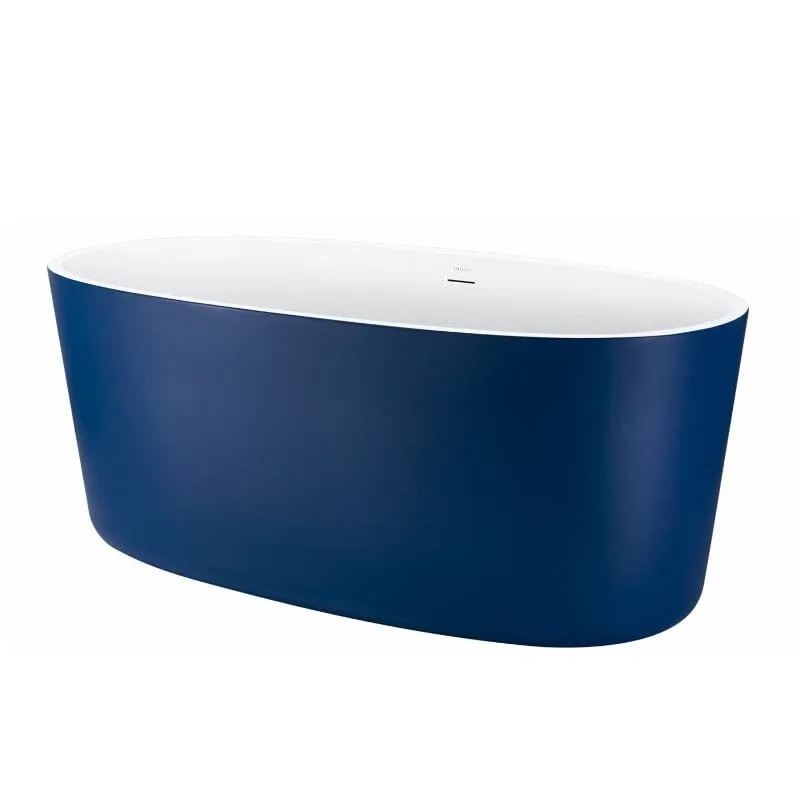 Mokleba 63" Acrylic Modern Bathtub Oval Shape Freestanding Soaking Tub