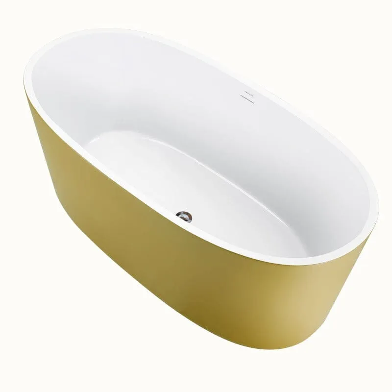 Mokleba 63" Acrylic Modern Bathtub Oval Shape Freestanding Soaking Tub