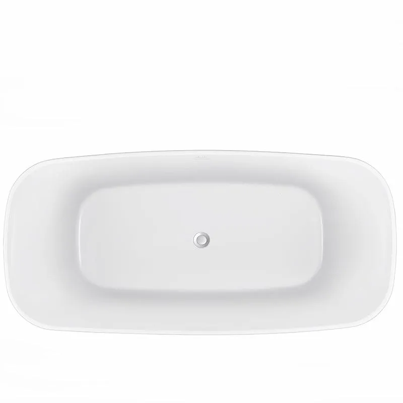 Mokleba 67" Acrylic Rounded Rectangle Freestanding Soaking Bathtub Double Ended