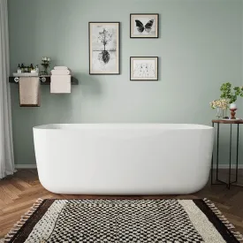 Mokleba 67" Acrylic Rounded Rectangle Freestanding Soaking Bathtub Double Ended