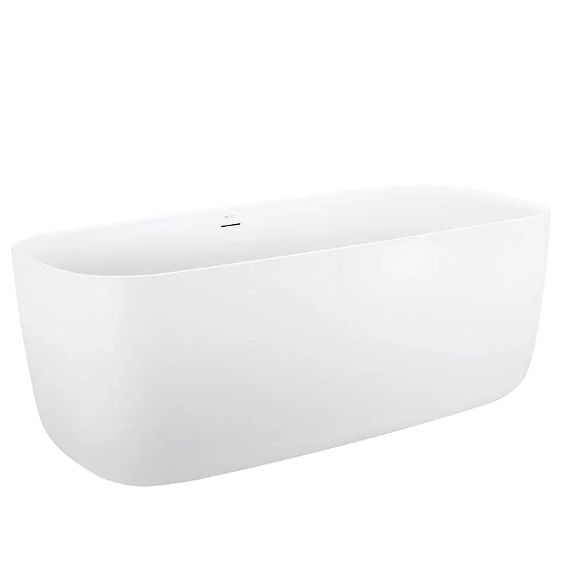 Mokleba 67" Acrylic Rounded Rectangle Freestanding Soaking Bathtub Double Ended