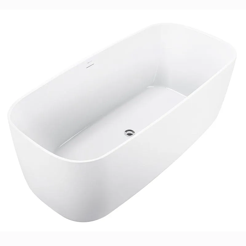 Mokleba 67" Acrylic Rounded Rectangle Freestanding Soaking Bathtub Double Ended