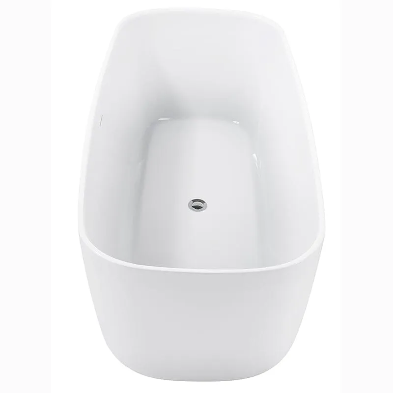 Mokleba 67" Acrylic Rounded Rectangle Freestanding Soaking Bathtub Double Ended