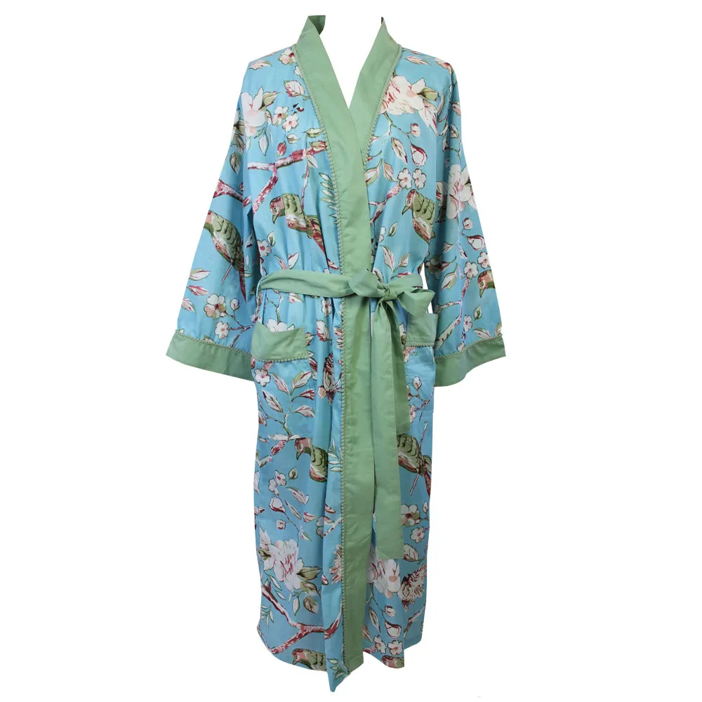 "Blue Blossom" Printed Cotton Ladies Dressing Gown