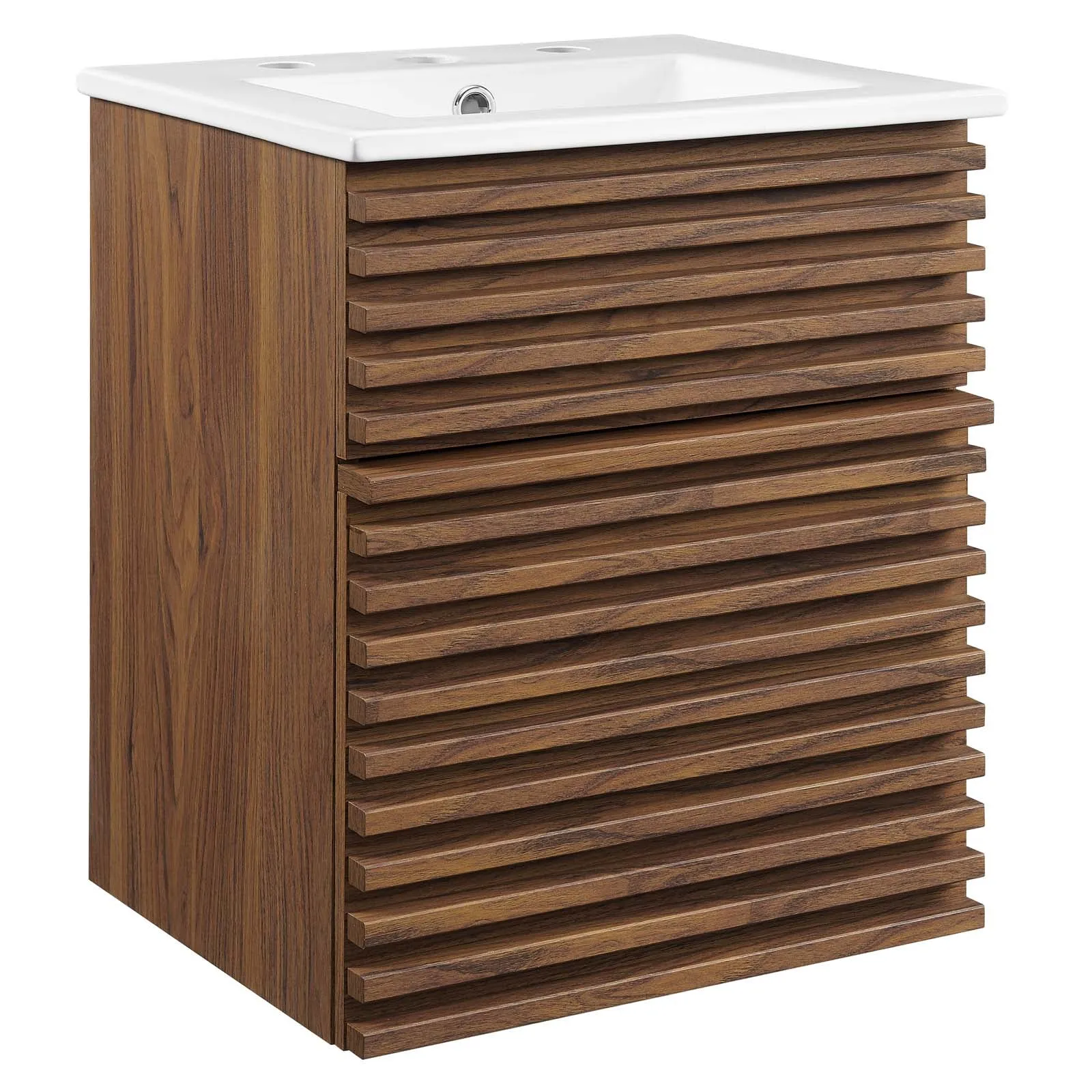 Render 18" Wall-Mount Bathroom Vanity Walnut White EEI-5419-WAL-WHI