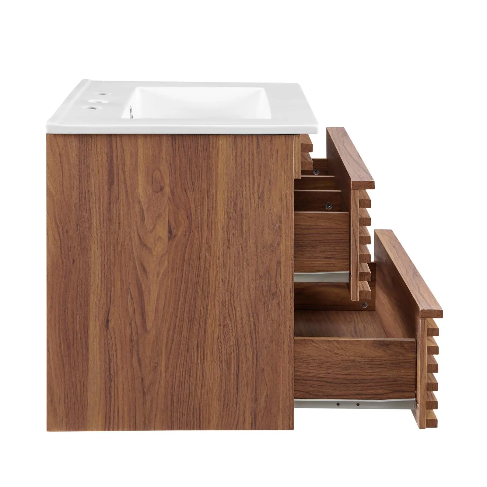 Render 24" Wall-Mount Bathroom Vanity Walnut White EEI-4433-WAL-WHI