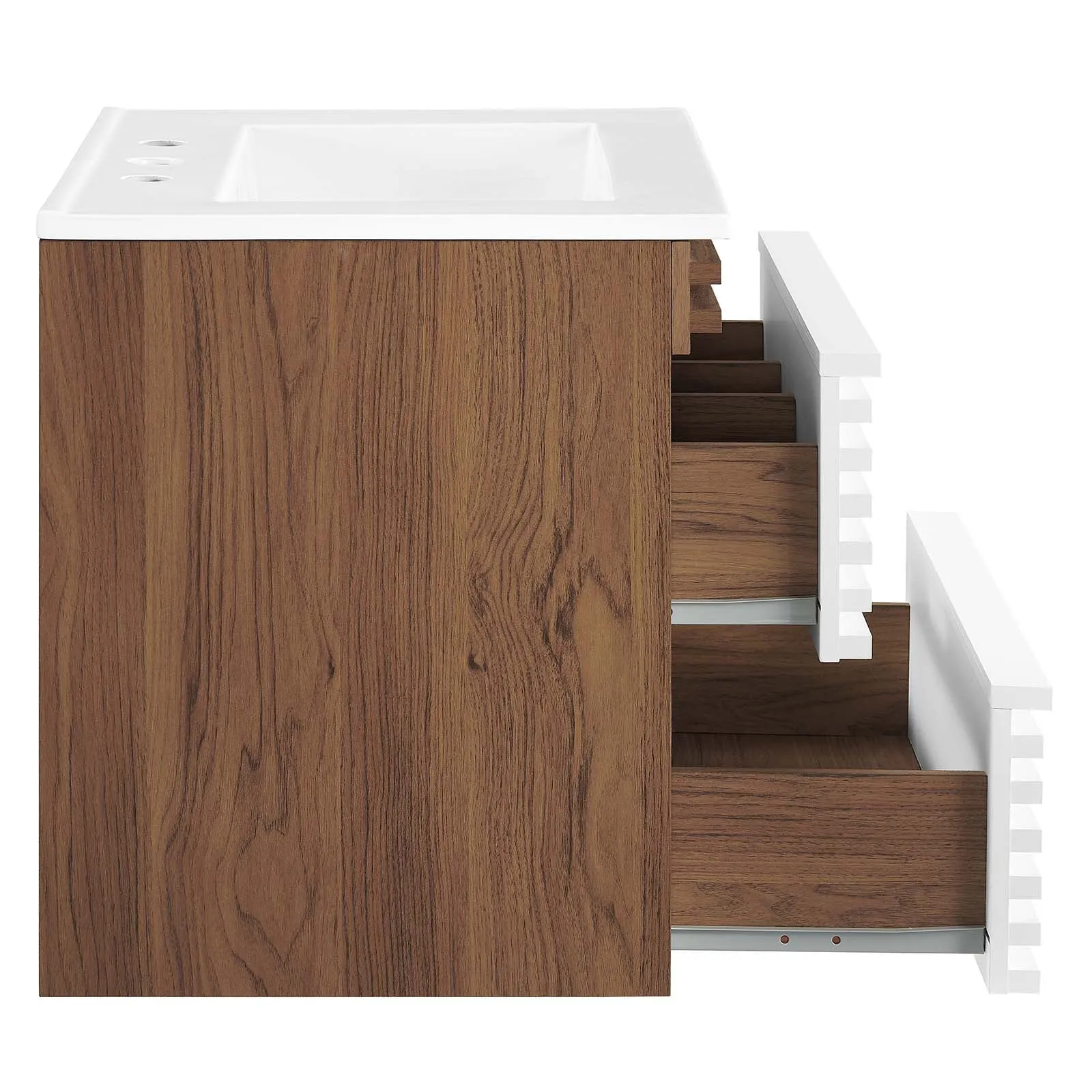 Render 24" Wall-Mount Bathroom Vanity White Walnut White EEI-4433-WHI-WAL-WHI