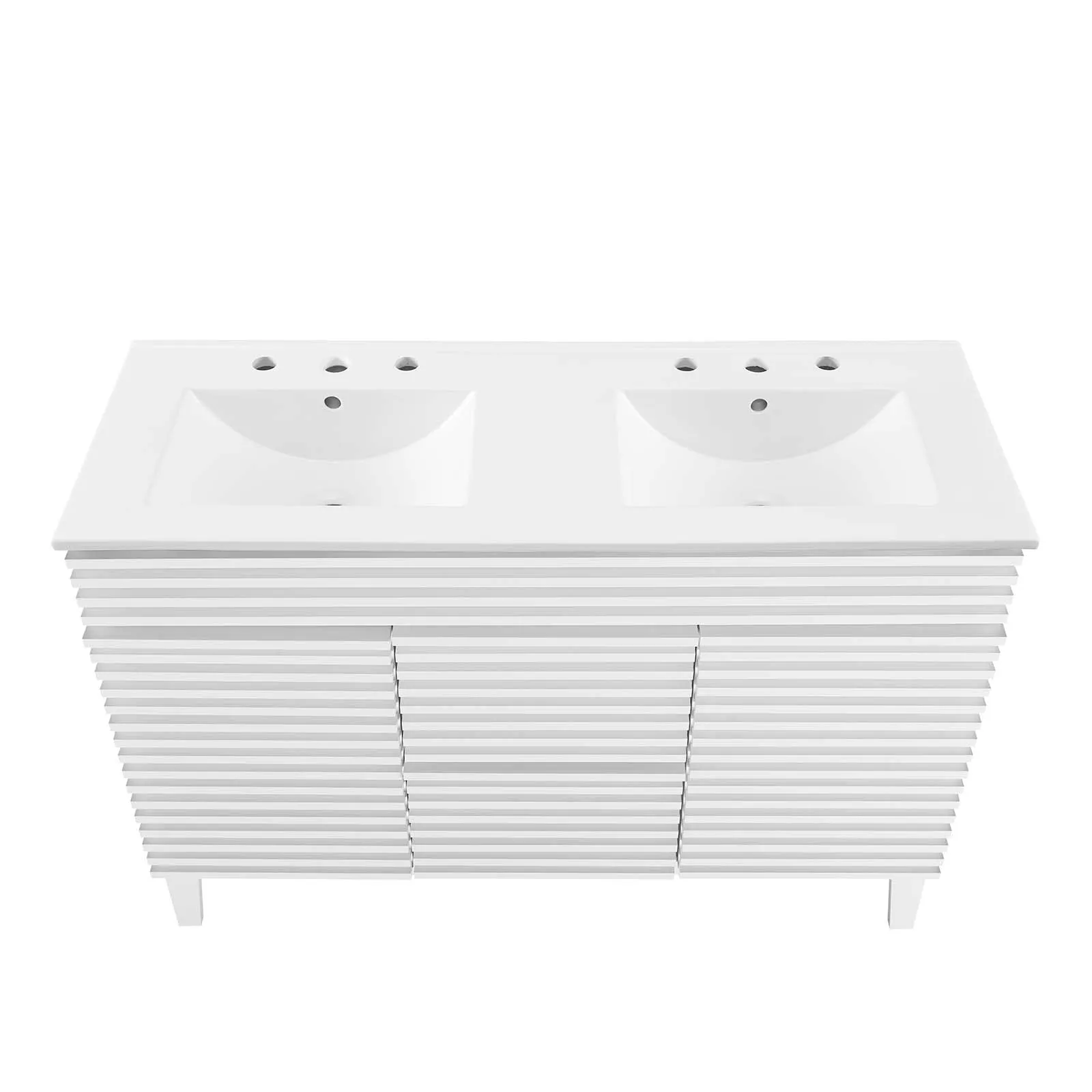 Render 48" Double Sink Bathroom Vanity White White EEI-4441-WHI-WHI