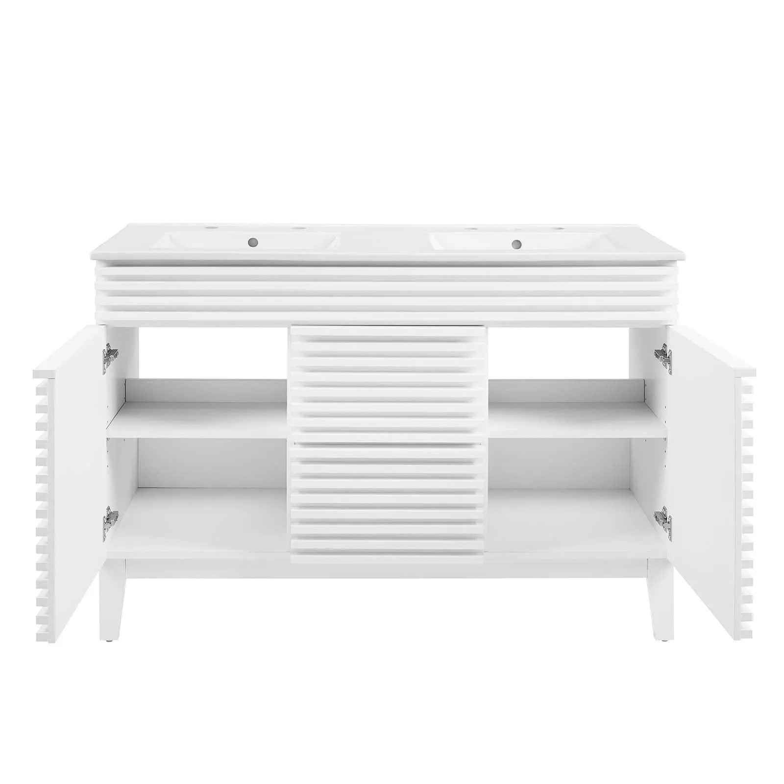 Render 48" Double Sink Bathroom Vanity White White EEI-4441-WHI-WHI