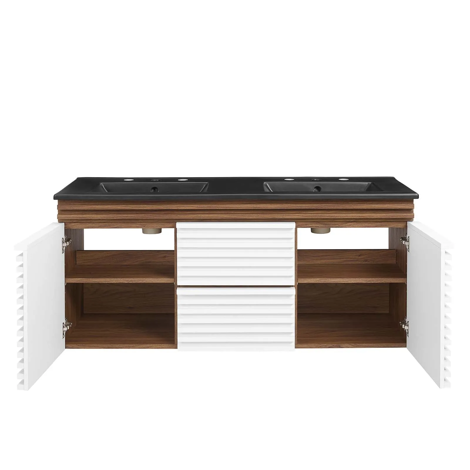 Render 48" Wall-Mount Bathroom Vanity White Walnut Black EEI-5802-WHI-WAL-BLK