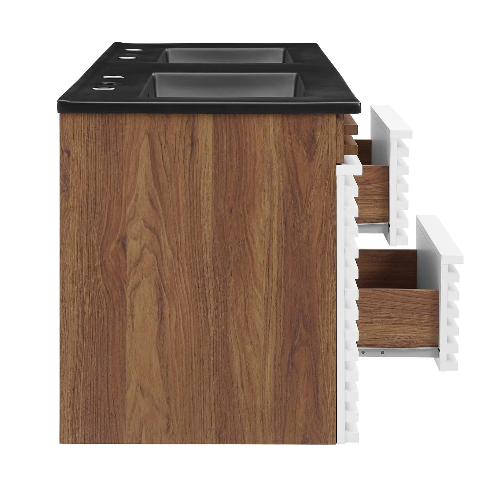 Render 48" Wall-Mount Bathroom Vanity White Walnut Black EEI-5802-WHI-WAL-BLK