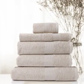 Royal Comfort 5 Piece Cotton Bamboo Towel Set 450GSM Luxurious Absorbent Plush Beige