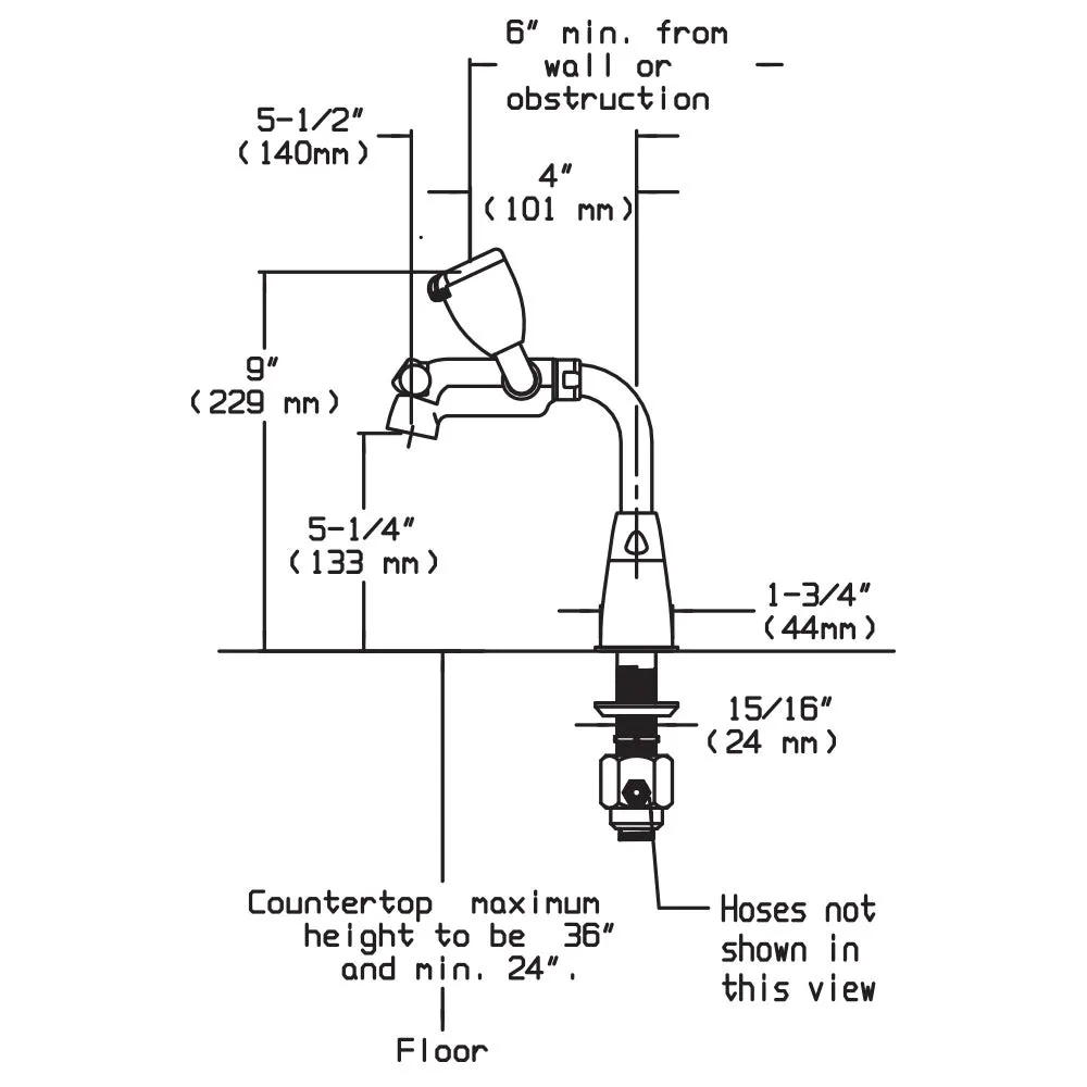 Speakman SEF-1000-CA No Lead, Brass Eyesaver gooseneck faucet eyewash for retrofit applications