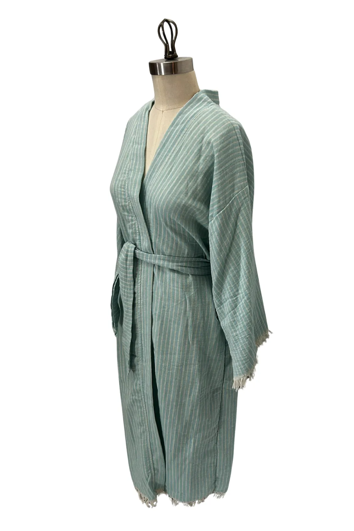 Striped Robe in Turquoise