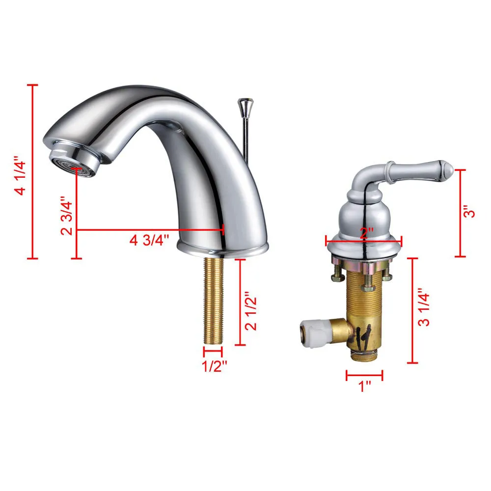 TheLAShop Widespread Bathroom Sink Faucet 2-handle 4"H w/ Drain