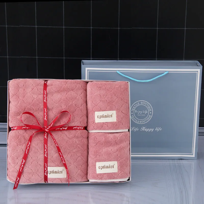 Thick and Absorbent Coral Fleece Towels Gift Set, HG0060