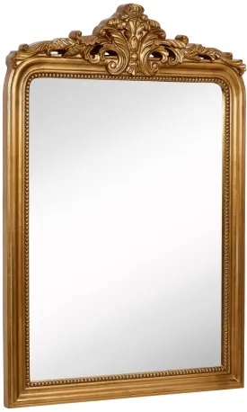 Top Gold Baroque Wall Mirror | Rich Old World Feel Framed Beveled Elegant Glass Mirror