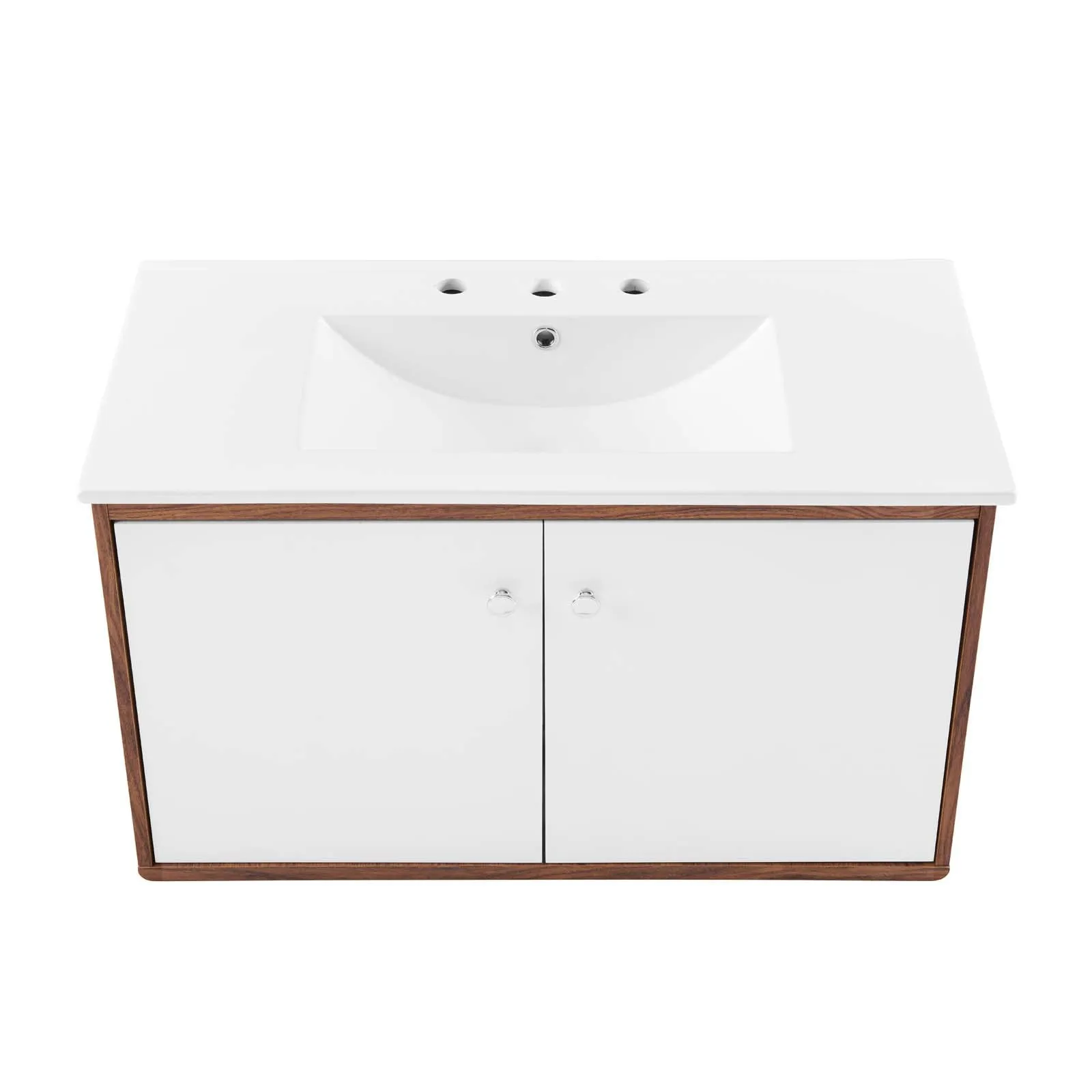 Transmit 36" Wall-Mount Bathroom Vanity Walnut White EEI-4434-WAL-WHI