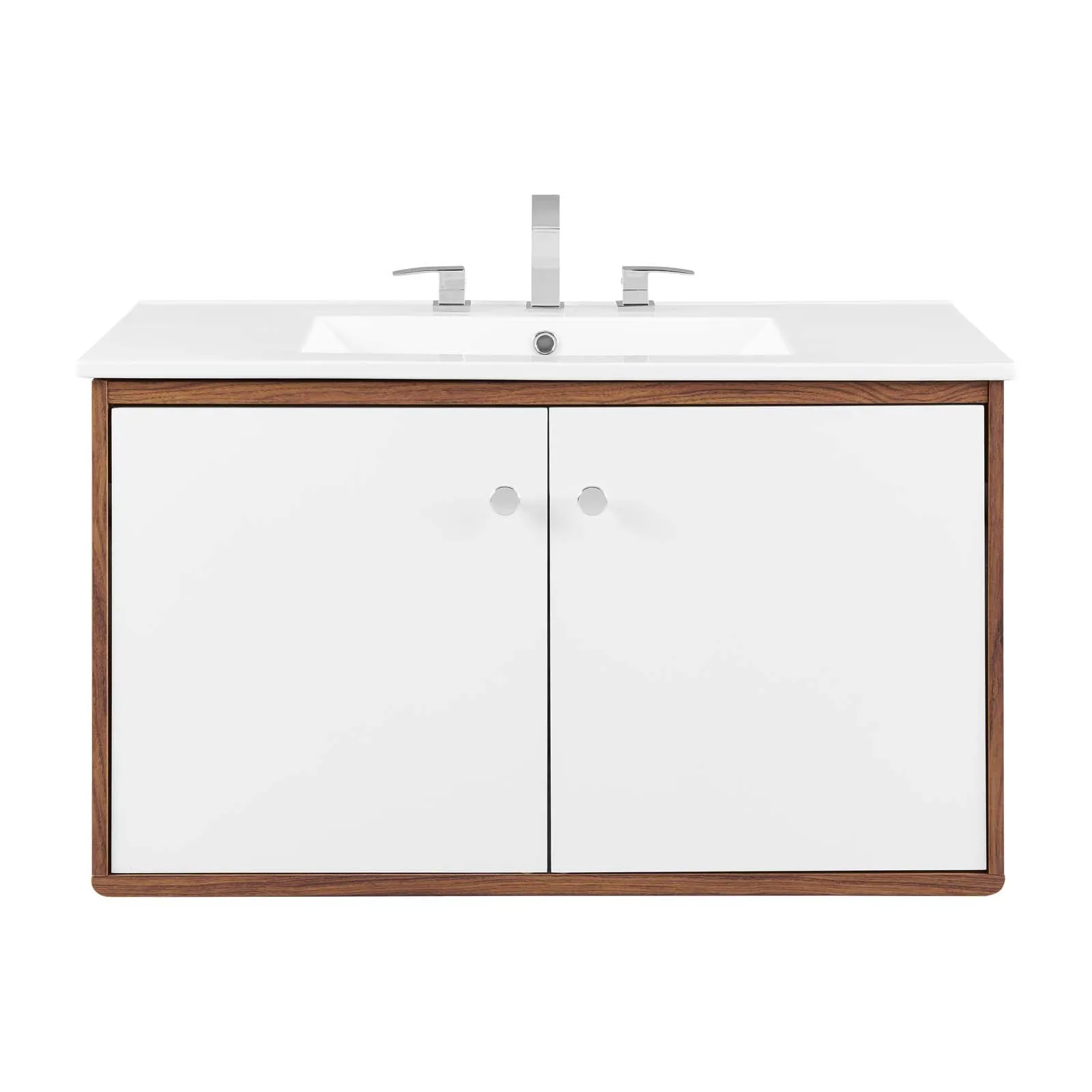 Transmit 36" Wall-Mount Bathroom Vanity Walnut White EEI-4434-WAL-WHI