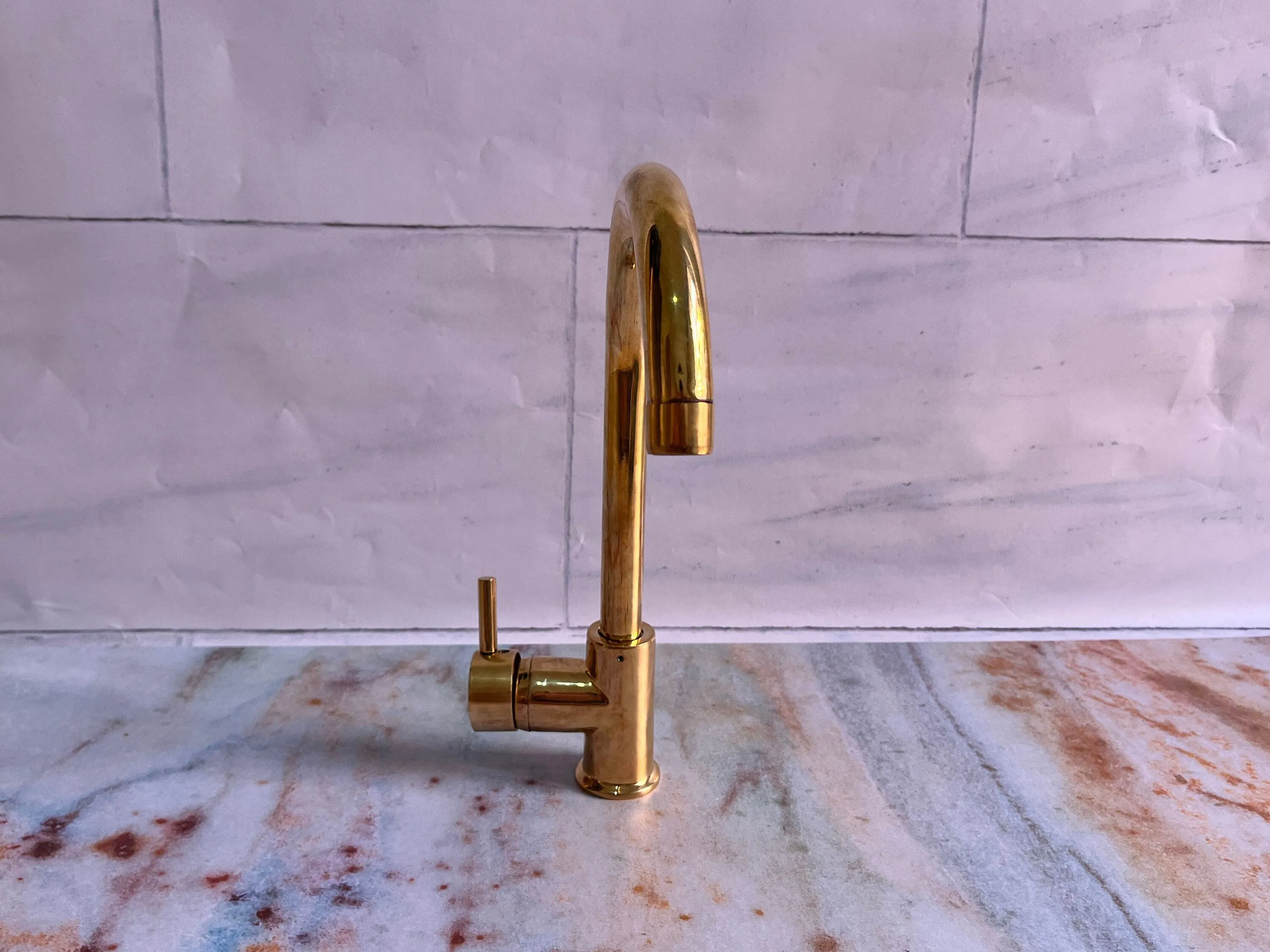 Unlacquered Brass Single hole bathroom sink faucet