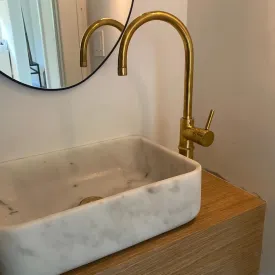 Unlacquered Brass Single hole bathroom sink faucet