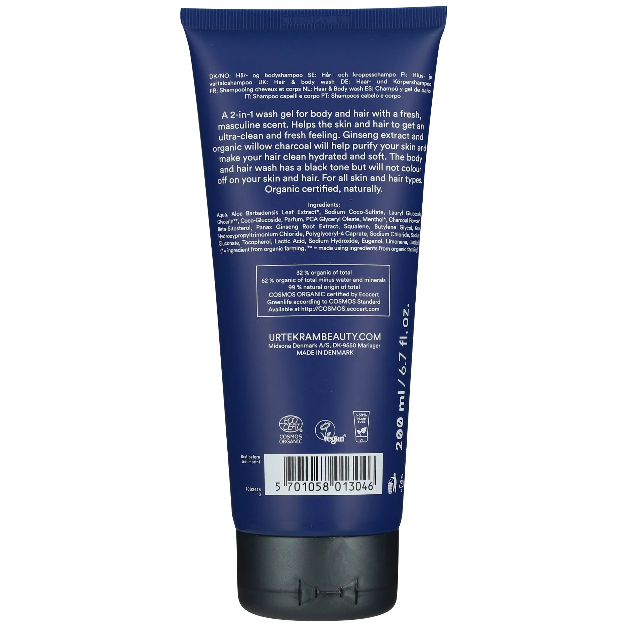 Urtekram Conditioning Hair & Body Wash for Men 200ml