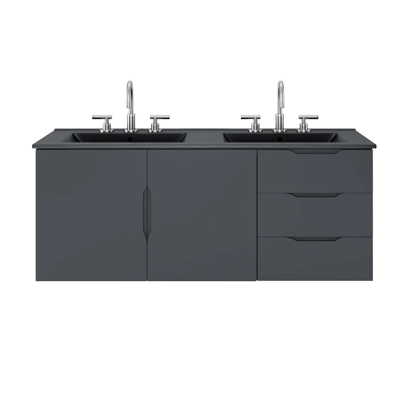 Vitality 48" Double Sink Bathroom Vanity Gray Black EEI-5785-GRY-BLK